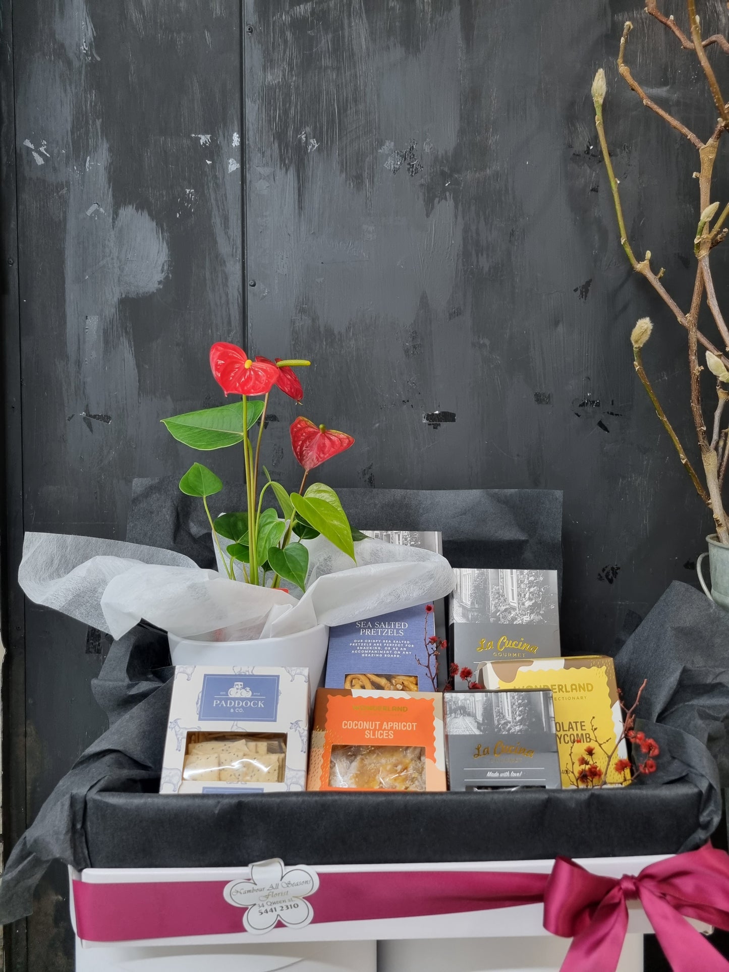 Sweet & Savoury Hamper With Anthurium Plant- Amazing